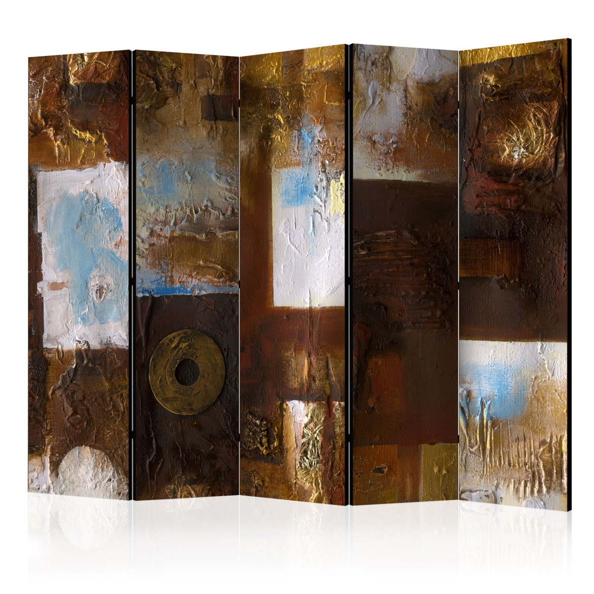 Paravent 5 volets Winter Landscape 172x225 cm en toile intissée blanche et bleue