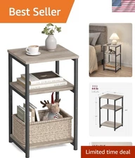 Side Table, Small End Table, Tall Nightstand for Living Room, Bedroom, Office...