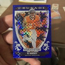 2025 Panini Rookies And Stars Blue Crusade R J Harvey Denver Broncos