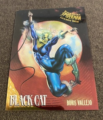 Fleer Ultra Spider-Man Golden Web Chrome Card Black Cat 1 of 9 Boris Vallejo