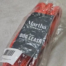 NEW MARTHA STEWART 3/8" x 8' BRAIDED ROPE & LEATHER SLIP LEAD RED FOR DOG LEASH