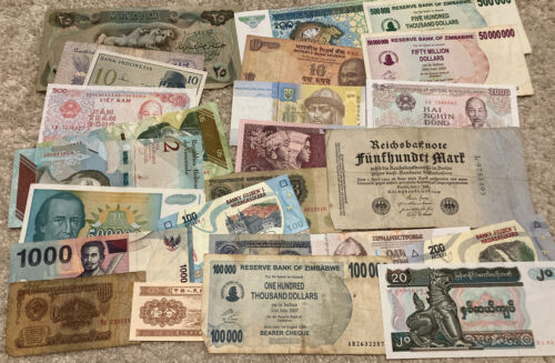 Collection de 25 x billets dans le monde entier. Billets de banque anciens et neufs. - Photo 1/6