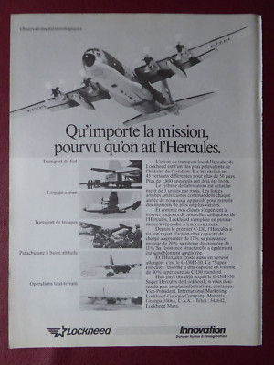 10/1987 PUB LOCKHEED C-130 HERCULES C-130H-30 ORIGINAL FRENCH AD