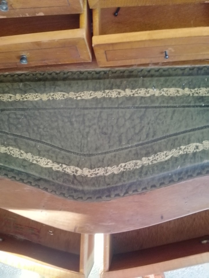 ladies writing desk,mahogany,inlaid,green leather top eBay