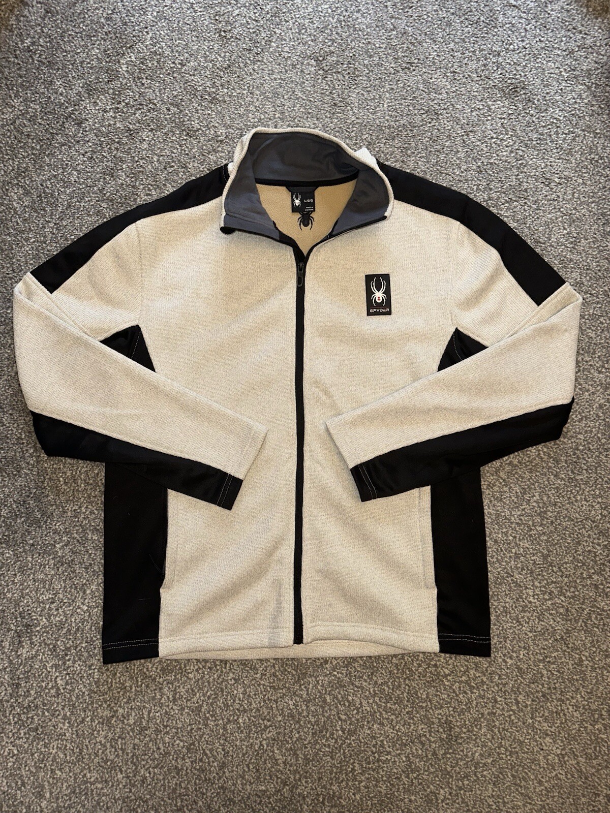 Men’s Spyder High Neck Full Zip Waffle Knit Lined Active Jacket Size Large 14