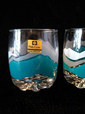 PARKA - DOOSAN GLASS CO - Mountian Themed - 2 Lowball Glasses 3 1