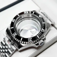 Sapphire Glass 40MM Watch Black Case Ceramic Bezel Mod Parts Fit NH34A NH35 NH36