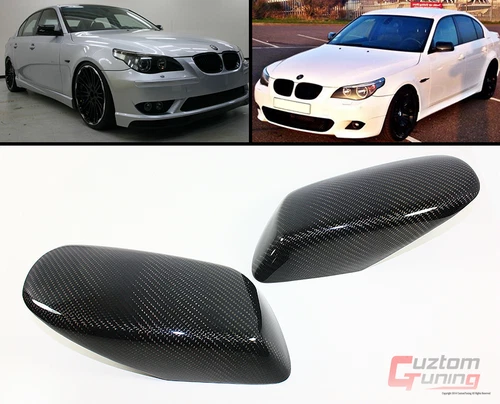 CARBON FIBER SIDE MIRROR COVER CAPS OVERLAY FOR 2004-2008 BMW E60 E61 5 SERIES 