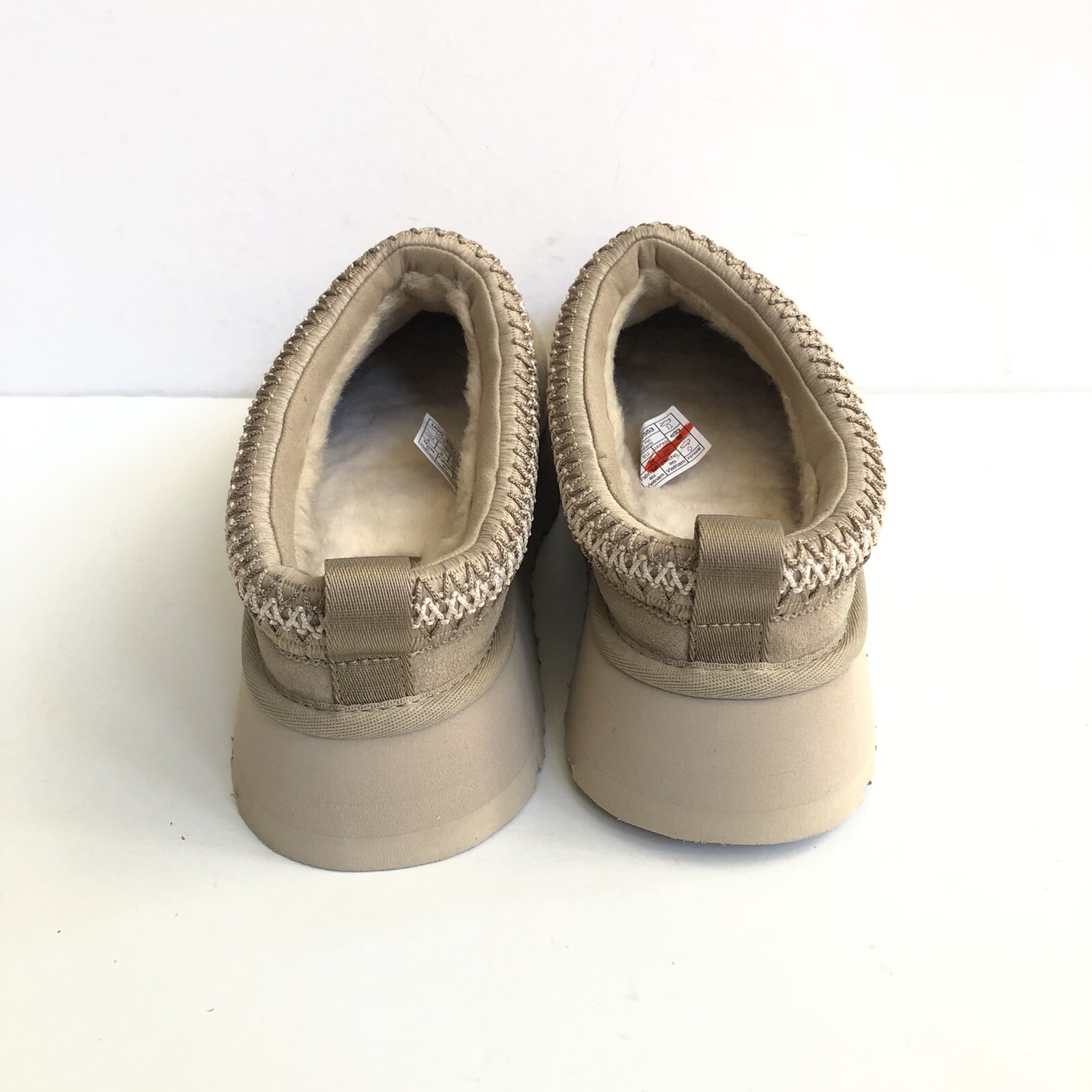 PANTOFOLA D’ORO UGG SCARPE DONNA TAZZ SENAPE SEEED SHEARLING PELLE SCAMOSCIATA PLATEAU US 10 EU 41 REGNO UK 8