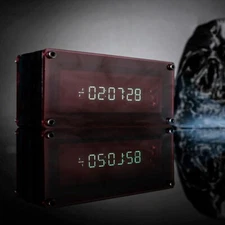 VFD Digital Clock Vacuum Fluorescent Screen w/ Acrylic Panel Desktop Decor Clock