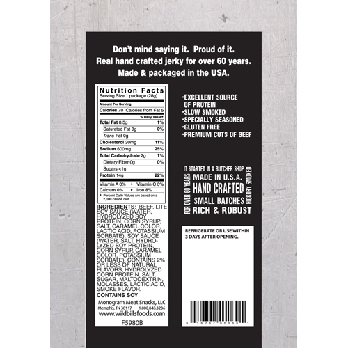 Wild Bill's Hickory Smoked Beef Jerky Tender Tips- 1 oz. Packages - Picture 2 of 4