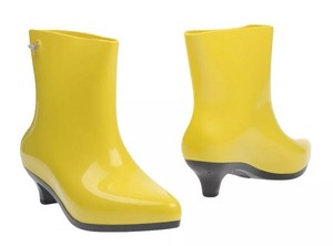 yellow ankle rain boots