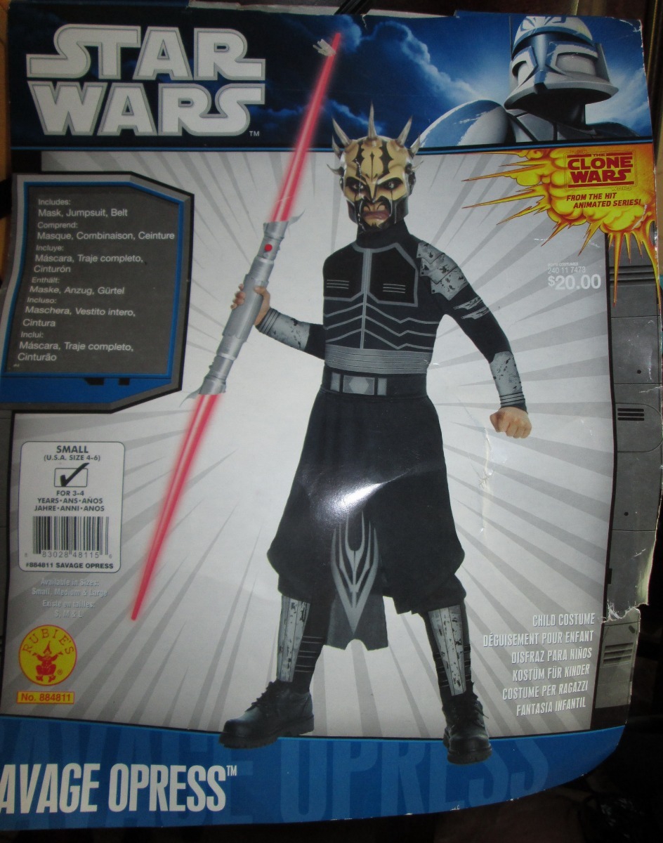 Star Wars SAVAGE OPRESS Costume S 4-6 NEW Mask Jumpsuit Belt 3pc