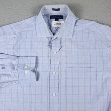 Tommy Hilfiger Shirt Mens 15.5 Blue Plaid Dress Button Up Long Sleeve 