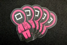 Squid Manager Square Mask Game Vinyl Sticker Decal 5 Pack Phone Case Bottle
