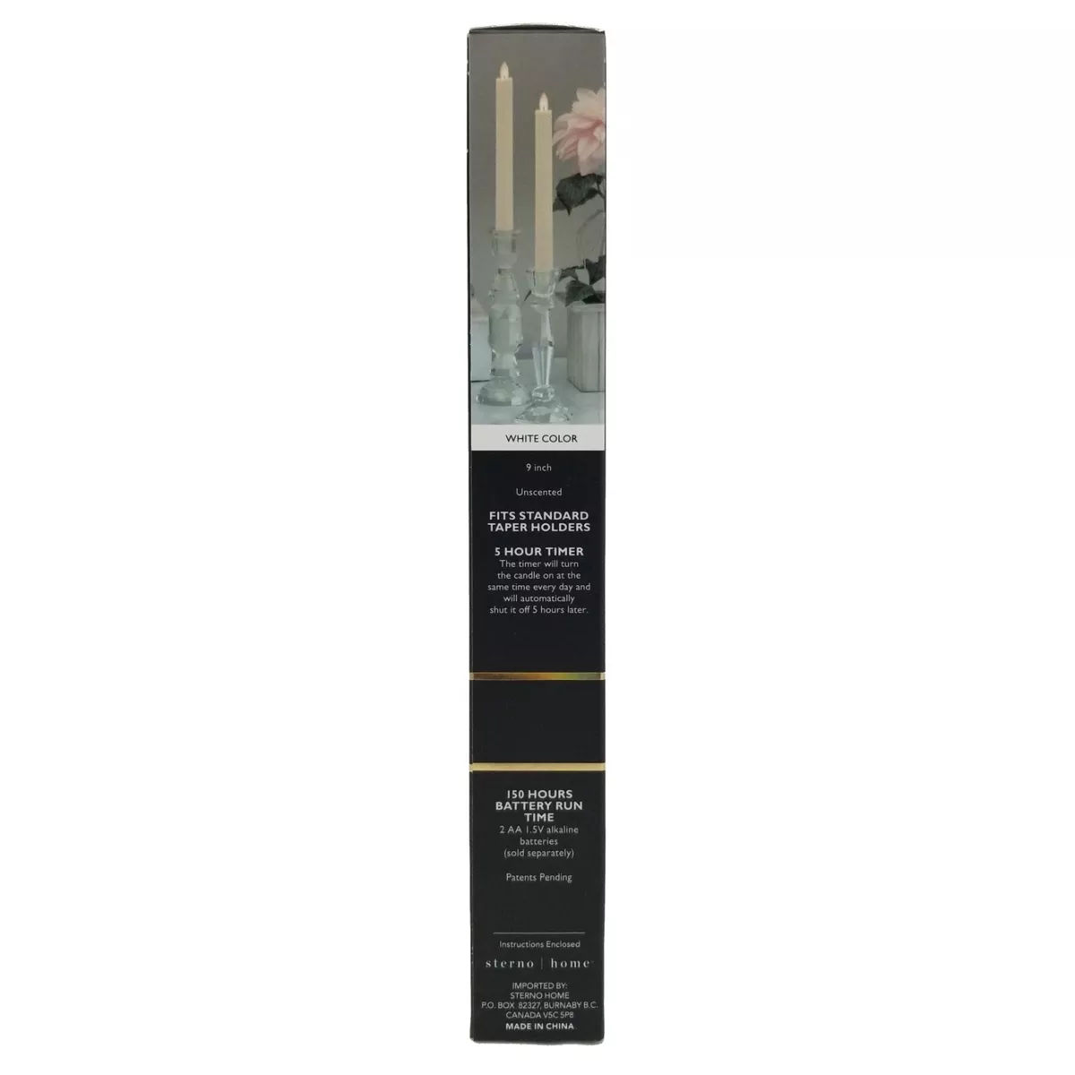 Mirage Gold Collection Wax LED Flameless 9 in Taper Candle Pair
