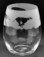 GREYHOUND Frieze Boxed 36cl Crystal Stemless Wine / Water Glass