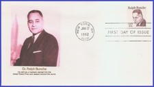 USA3 #1860 U/A UNKNOWN 6 FDC   Ralph Bunche