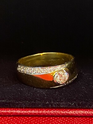 Pave 0.55 Cts Round Brilliant Cut Diamonds Solitaire Band Ring In 585 14K Gold