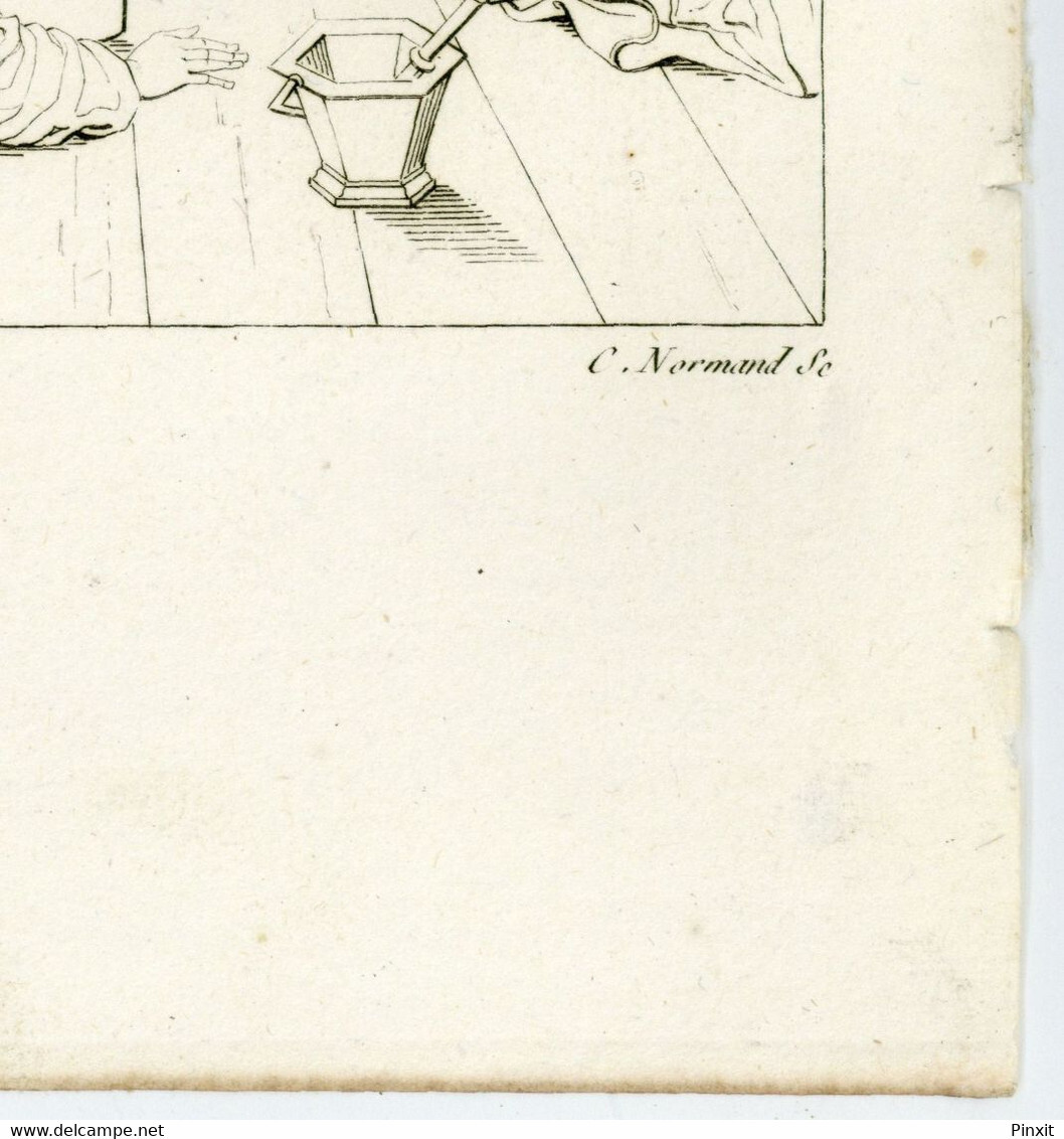 Eustache Le Sueur La mort de Saint Bruno - original 19th century engraving