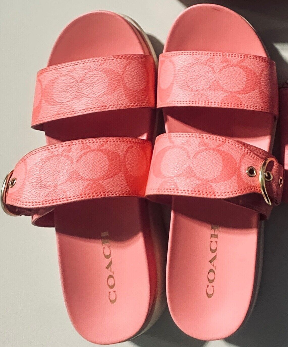Coach Gwen Signature Sandals Size 9.5 Pink Lemonade | eBay
