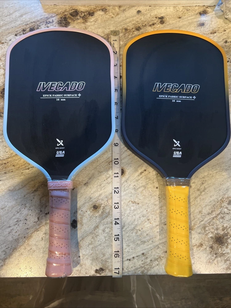 Pickleball Paddles Set of 2, Raw Carbon Fiber Pro Black/Yellow/Pink Pickleball Paddles Set of 2, Raw Carbon Fiber Pro Black/Yellow/Pink