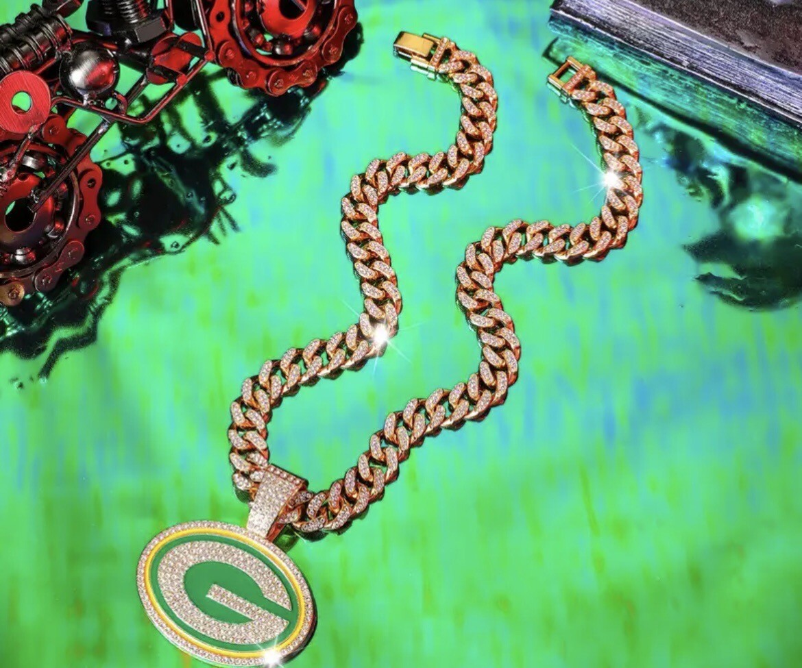 Green Bay Packers Fan Chain Iced out Team Necklace GOLD diamond bling NFL drip eBay