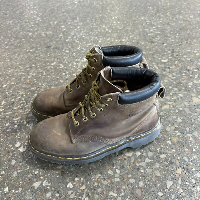 Y2K Dr Martens Crazy Horse 6-Eye Boots Brown Leather Made In  display picture 2