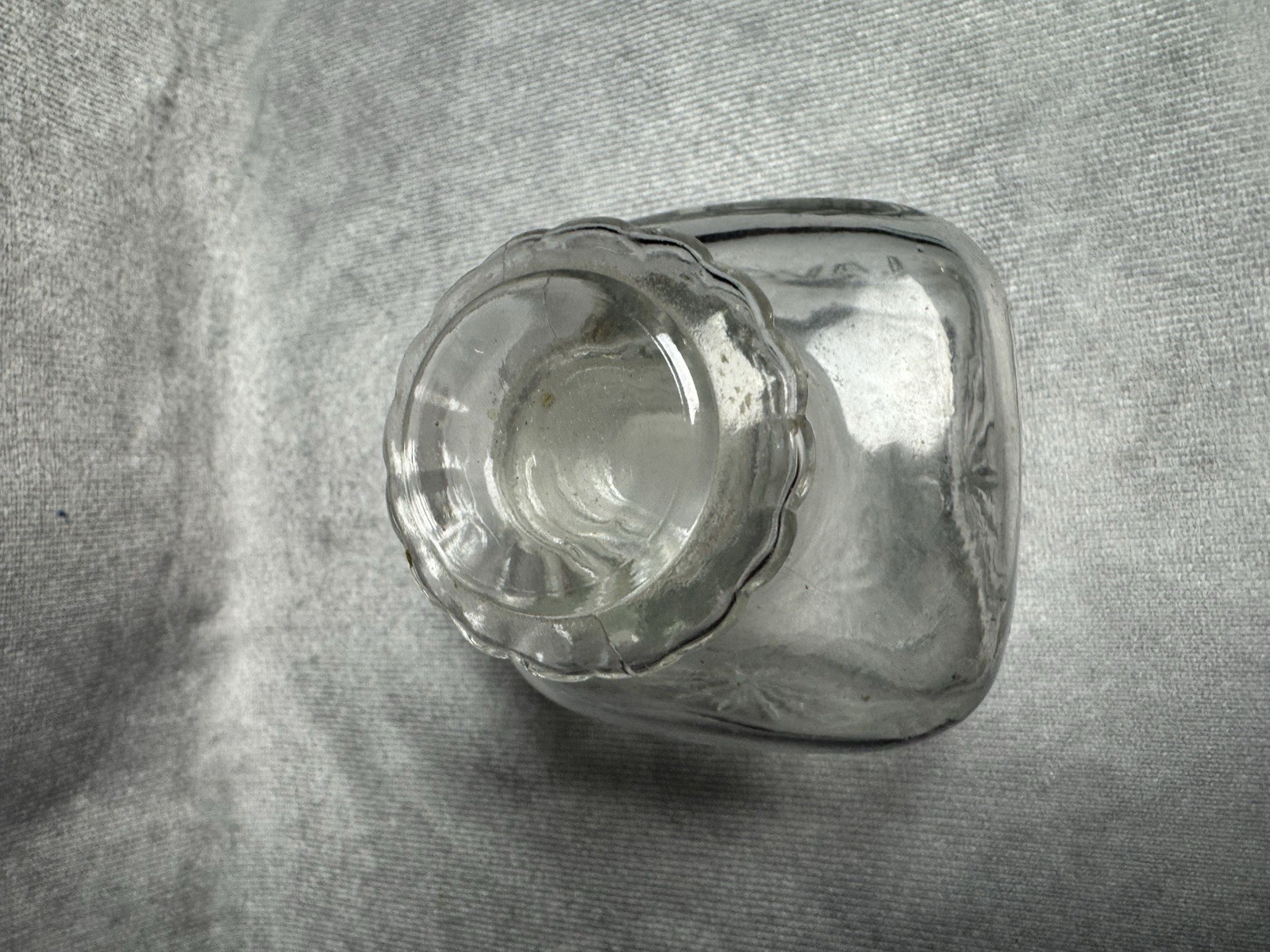 Vtg Lavoris Mouthwash Advertising Glass Apothecary Jar w/ Stopper Clear 4 1/4" H