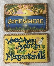 Set of 2 Colorful Tiki Bar 11 X 7 Wall Art 5 O'clock Somewhere Margaritaville