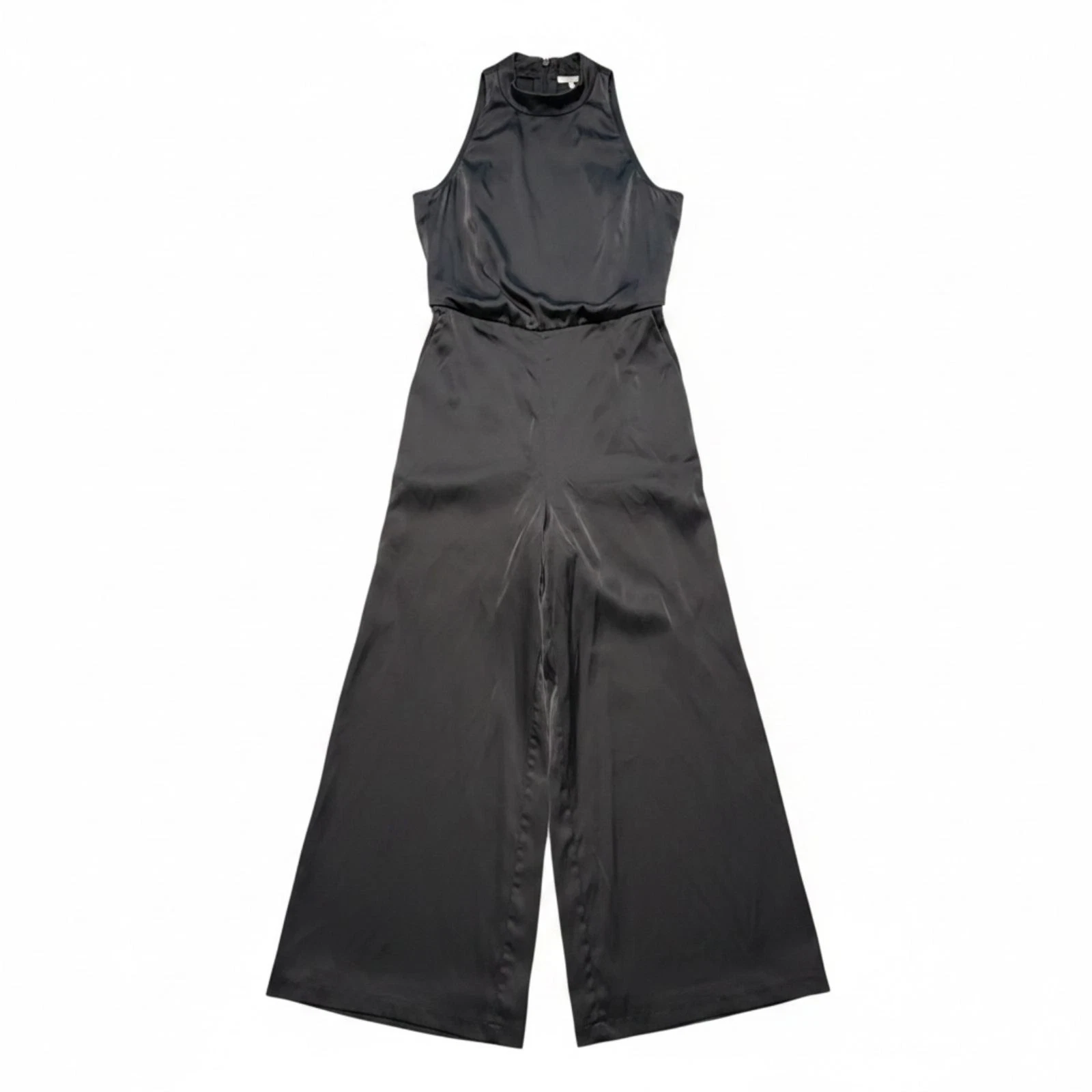 Abercrombie & Fitch Jumpsuit Womens L Black Cinched Waist Sleeveless Wide Leg