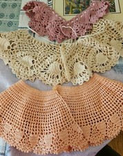 Lot Of 3 Vintage Handmade Crochet Collars Pink, Cream Peach Mixed Sizes Styles