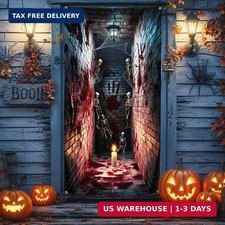 Halloween Door Banner, Scary Skeleton Corridor Door Cover Decorations