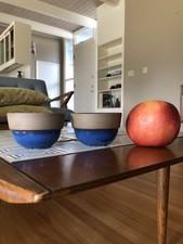 2 Heath Ceramics 3.25 Moonstone Rim Line Mini Bowls Condiment Rare 320 Blue