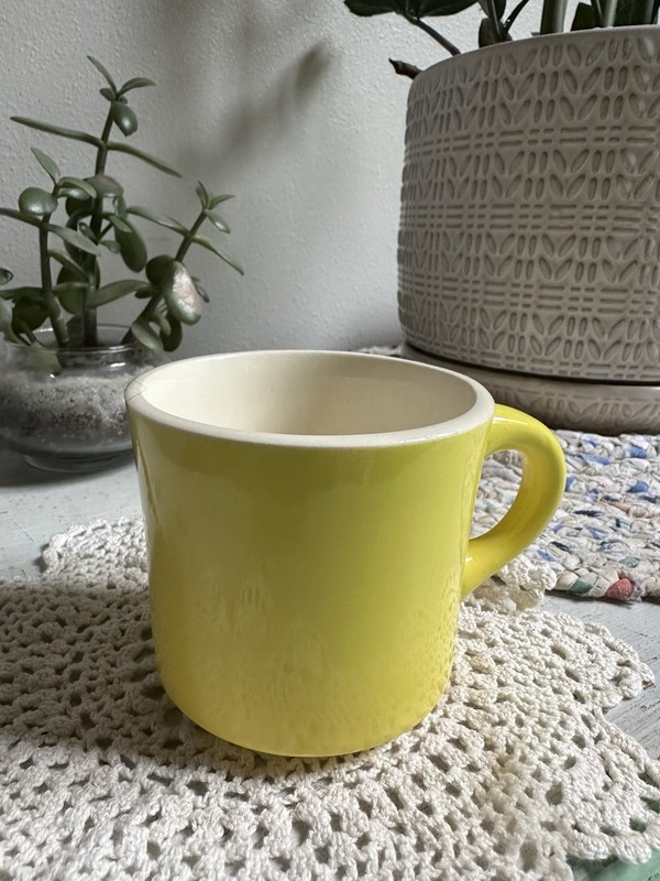 Lemon Yellow Coffee Cup Made In USA Vintage Coffee Mug 9 oz 
