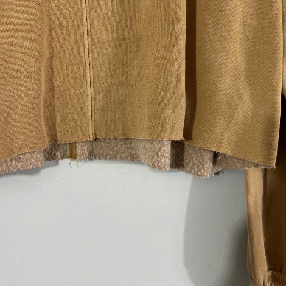 Arizona Jean Co Cropped Sweatshirt Tan Brown Distressed Raw Hem Crew Neck M - Image 3 of 4