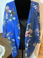 Blue Floral Lightweight Kimono Cardigan XL