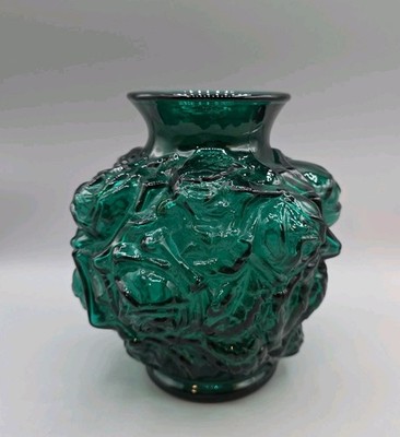  Imperial Glass Green La Bella Vase Cabbage Rose Approx 6.5  Tall