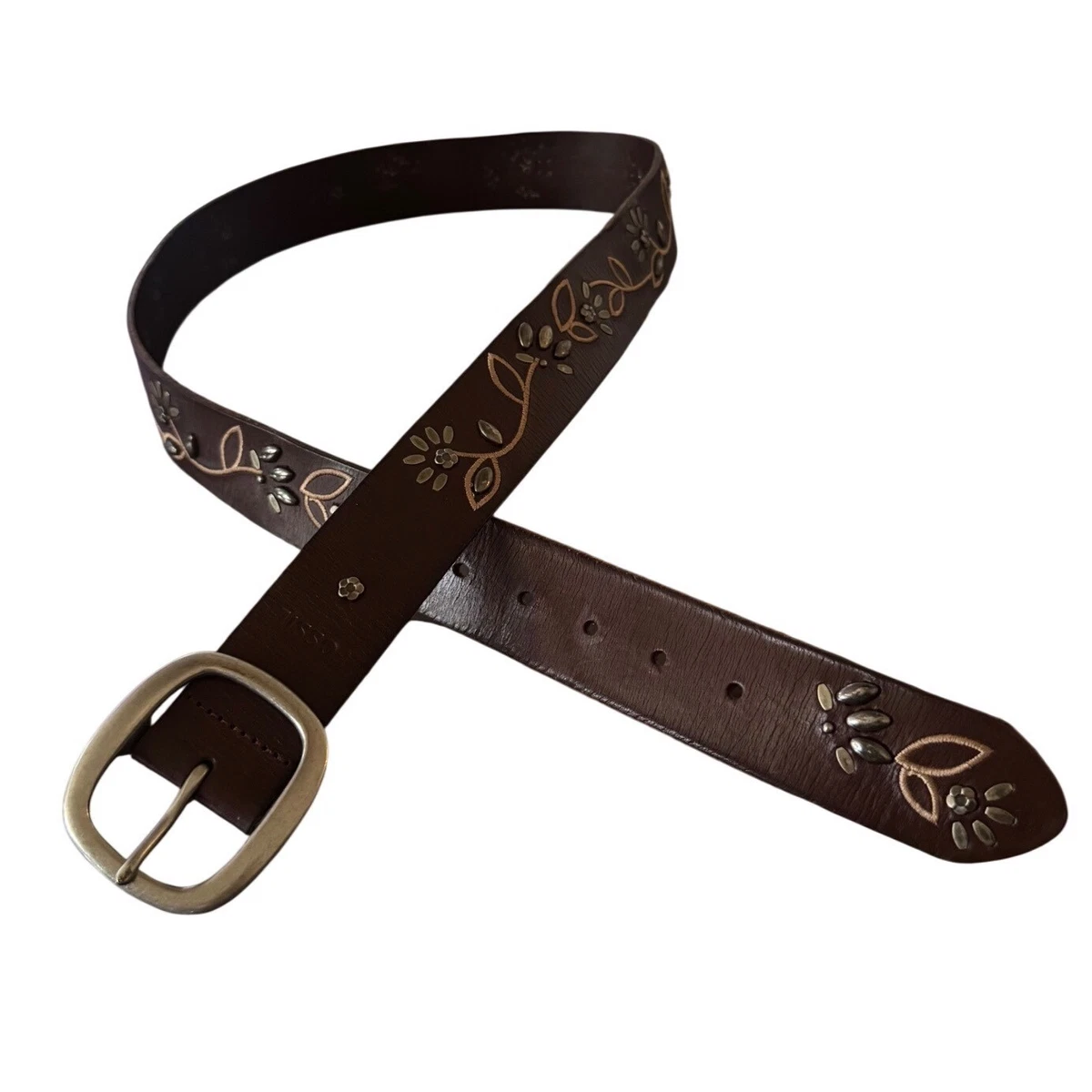 ❤️?Fossil - Brown Leather Floral Laser-Cut Belt - L Fossil Brown Floral Belts for Women for sale | eBay main image 4