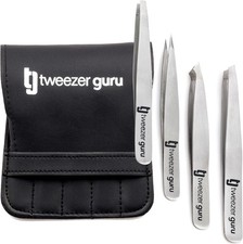 Tweezer Guru Eyebrow Tweezer Set for Women  Men - Profal Slant and