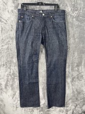 7 For All Mankind Mens Standard Straight Leg Jeans Dark Wash Indigo Blue 34x31