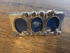 SILVER SCENES MILLENNIUM 2000 SMALL TRIPLE PHOTO FRAME TEDDIES NURSERY VINTAGE