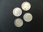 Lot of 4 - 90% Silver Roosevelt Dimes Circulated 57P 57P 58D 59D