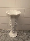 Vintage Paneled Grapevine Milkglass 8" Vase MCM