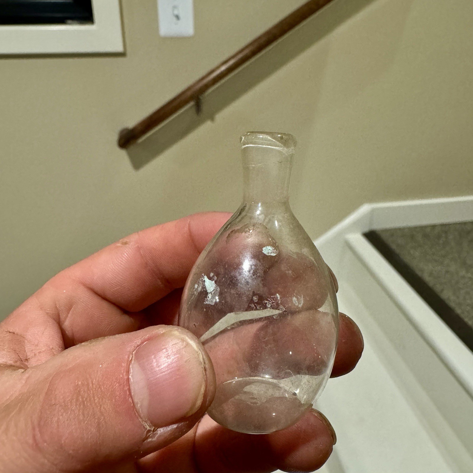 Antique Thin Glass Blown Small Laboratory Hospital Bottle Be