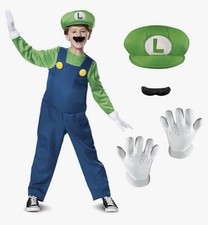 Nintendo Super Mario Brothers Boys Luigi Deluxe Costume XS 2-3