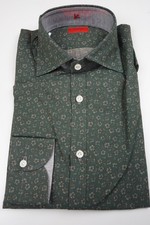 Isaia Napoli Emerald Floral Long Sleeve Cotton Dress Shirt 15.5/39 NEW