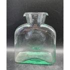 Blenko Hand Blown Glass Decanter Carafe Green Ombre Dual Spout Water Pitcher