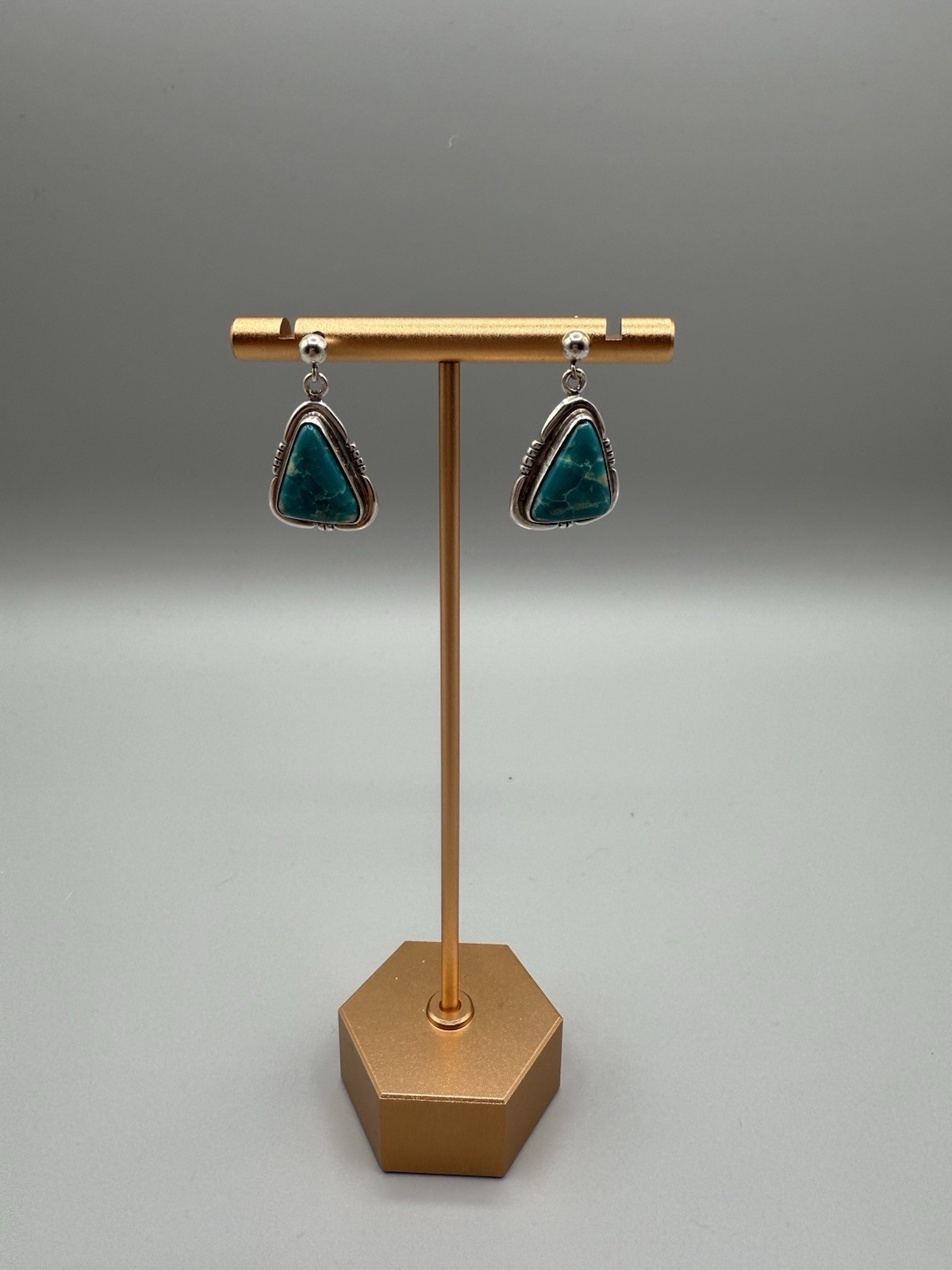 Native Turquoise Dangle Triangular Dangles - image 1