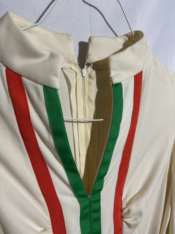 Vestido vintage años 70 crema cuello en V talla 10 hippie mod manga larga para mujer único dueño” Foto 2 de 4